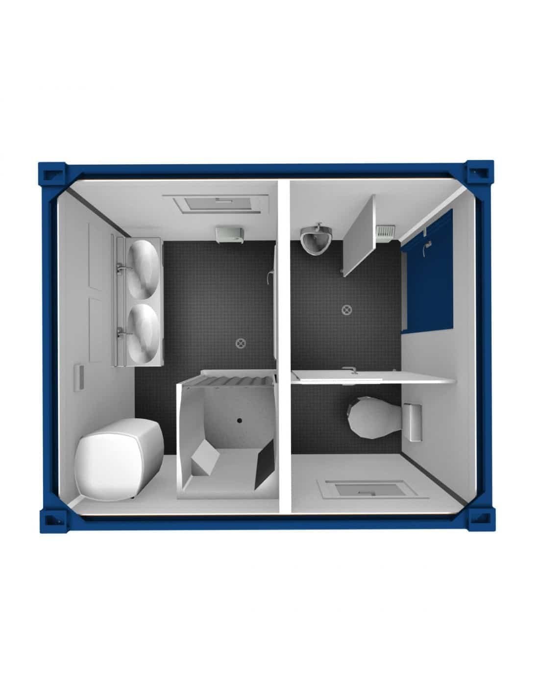Bungalow sanitaire 7,3 m² : 1 Douche et 1 WC [10 pieds]